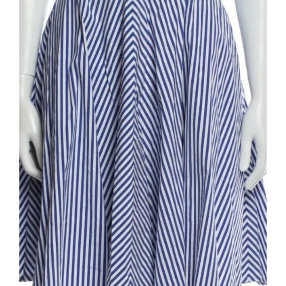 DESIGNER MICHAEL KORS COLLECTION BLUE/WHITE STRIPED A LINE HALTER TOP DRESS 8.R - Picture 12 of 13
